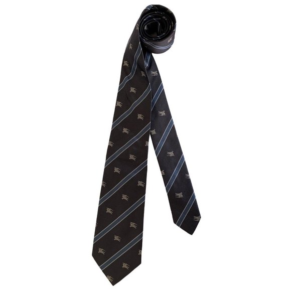 BURBERRYS Blue Striped & Monogrammed Tie Italy Silk 58"/3".1/4 EX COND - Picture 1 of 6